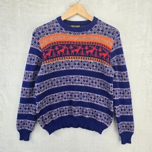 Vintage Geiger Tyrol Sweatshirt Womens Small Wool Fair Isle Cottage Deer 80s